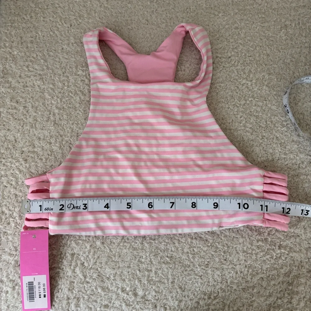 Janie and Jack Swim Top Girls XS Pink White‎ Striped Reversable Bikini Top Beach